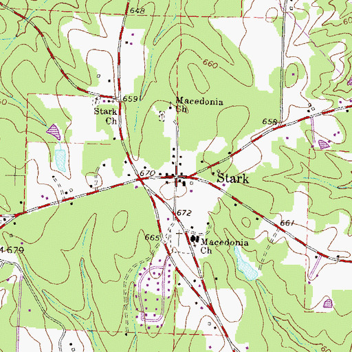 Topographic Map of Stark, GA