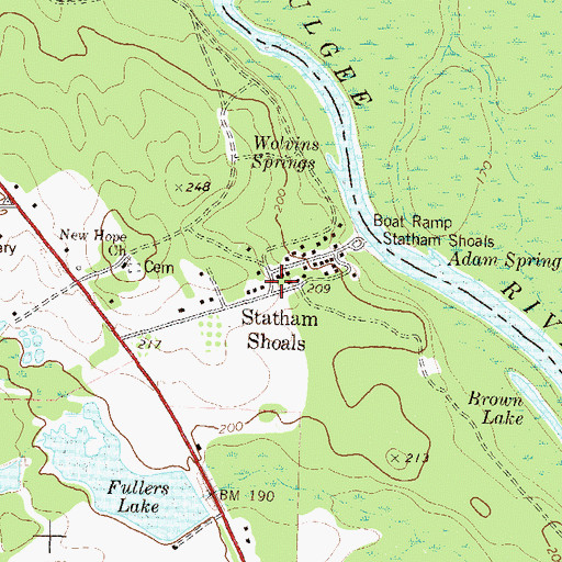 Topographic Map of Statham Shoals, GA