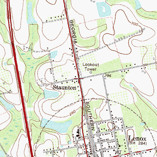 Topographic Map of Staunton, GA