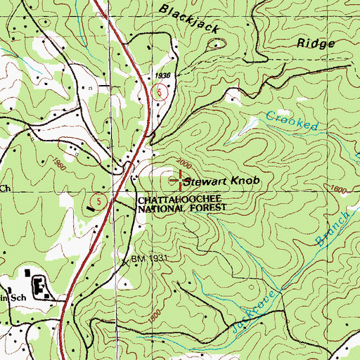Topographic Map of Stewart Knob, GA