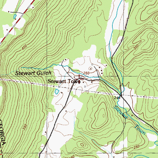 Topographic Map of Stewart Town, GA