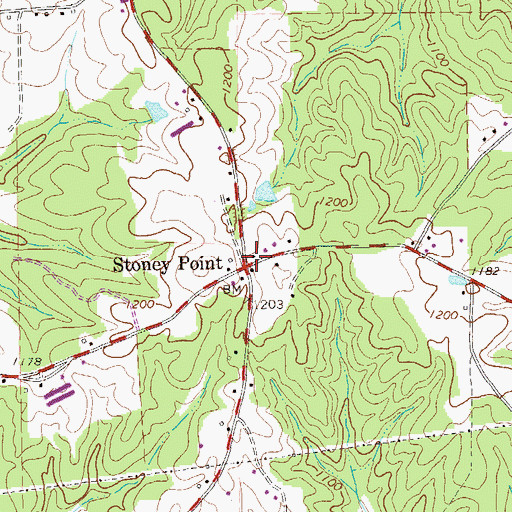 Topographic Map of Stoney Point, GA
