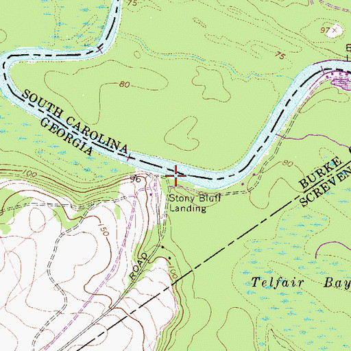 Topographic Map of Stony Bluff Landing, GA