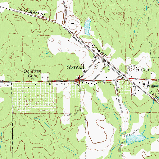 Topographic Map of Stovall, GA