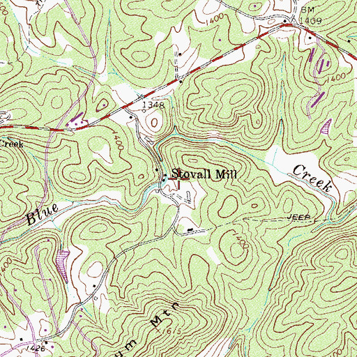 Topographic Map of Stovall Mill, GA