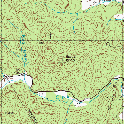 Topographic Map of Stover Knob, GA