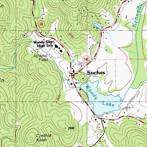 Topographic Map of Suches, GA