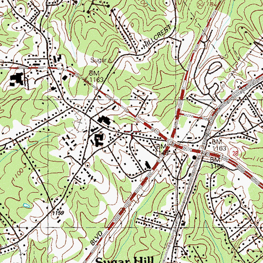 Topographic Map of Sugar Hill, GA