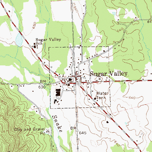 Topographic Map of Sugar Valley, GA