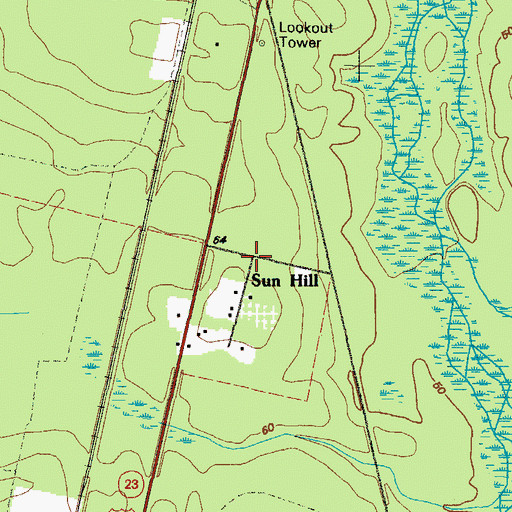 Topographic Map of Sun Hill, GA