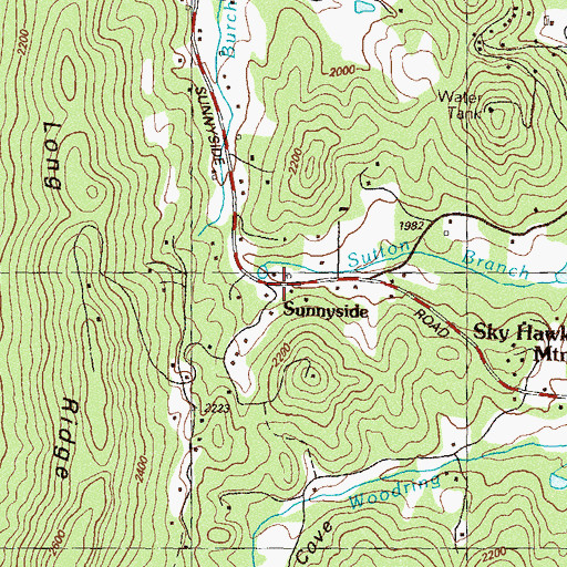 Topographic Map of Sunnyside, GA