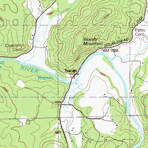 Topographic Map of Swan, GA