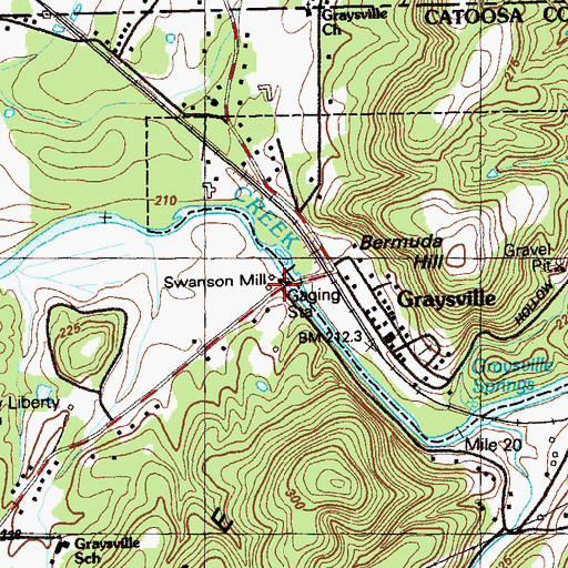 Topographic Map of Swanson Mill, GA