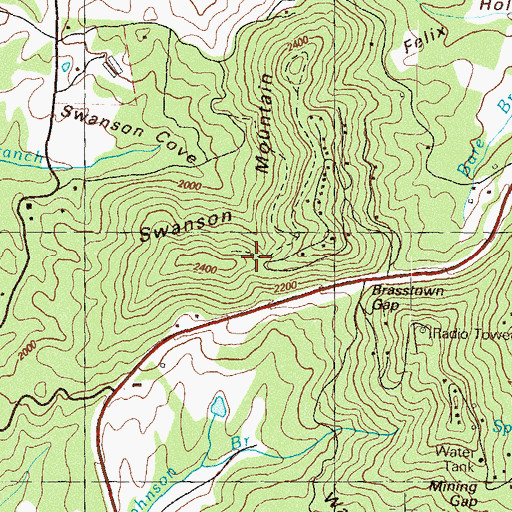 Topographic Map of Swanson Mountain, GA