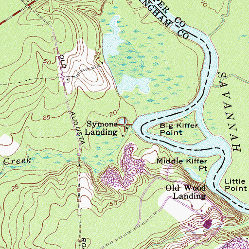 Topographic Map of Symons Landing, GA