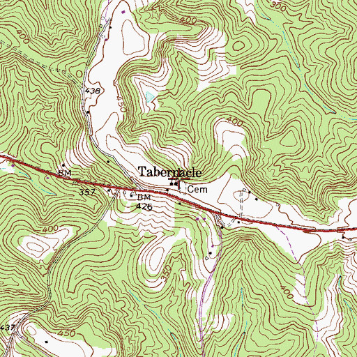 Topographic Map of Tabernacle, GA