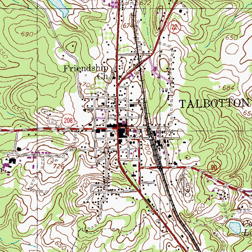 Topographic Map of Talbotton, GA