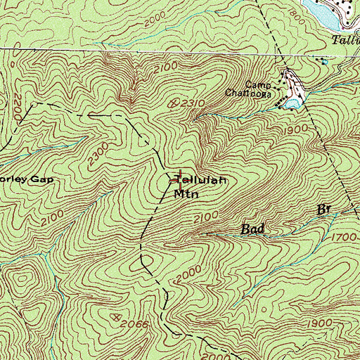 Topographic Map of Tallulah Mountain, GA