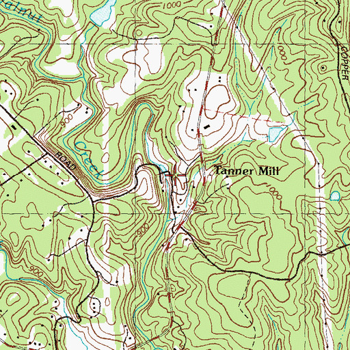 Topographic Map of Tanner Mill, GA
