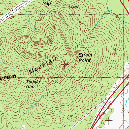 Topographic Map of Tatum Mountain, GA