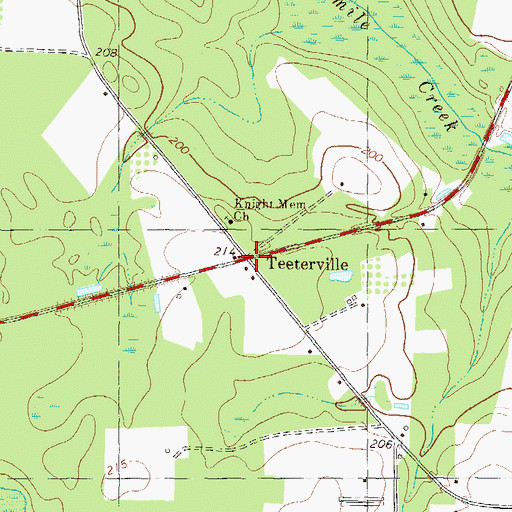 Topographic Map of Teeterville, GA