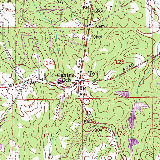 Topographic Map of Tell, GA