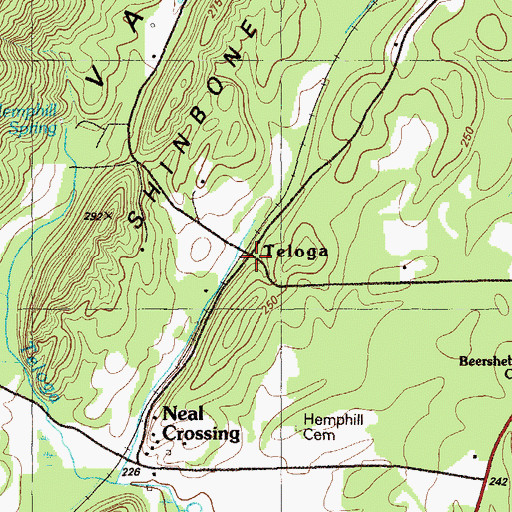 Topographic Map of Teloga, GA