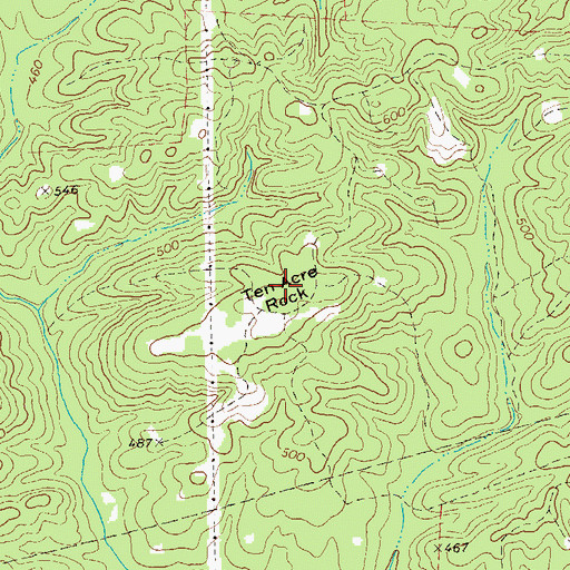 Topographic Map of Ten Acre Rock, GA