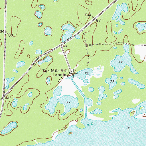 Topographic Map of Ten Mile Still Landing, GA