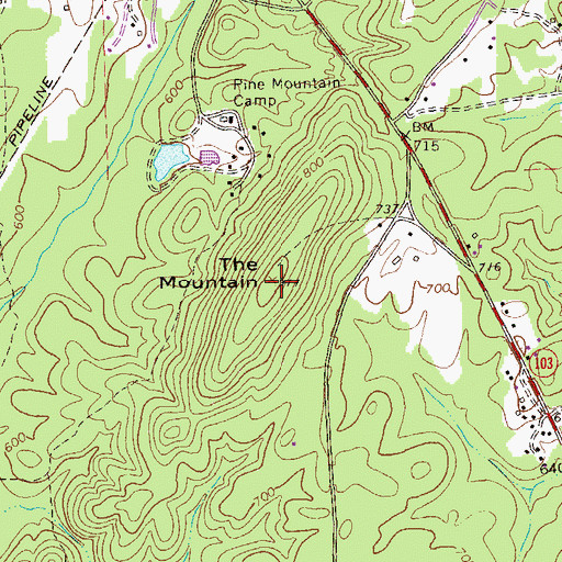 Topographic Map of The Mountain, GA