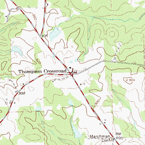 Topographic Map of Thompson Crossroad, GA