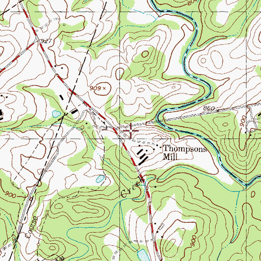 Topographic Map of Thompsons Mill, GA