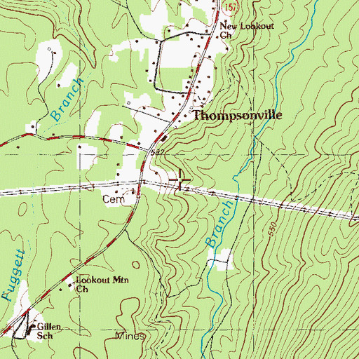 Topographic Map of Thompsonville, GA