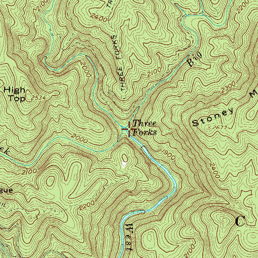 Topographic Map of Three Forks, GA