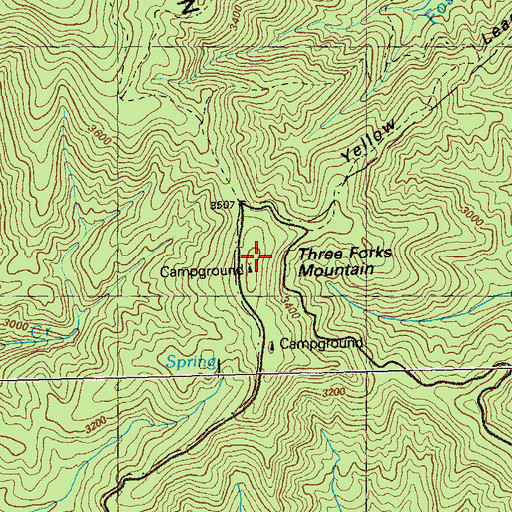 Topographic Map of Three Forks Mountain, GA