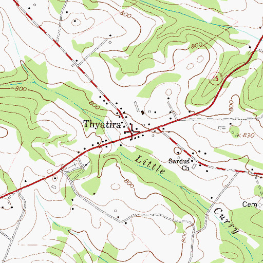Topographic Map of Thyatira, GA