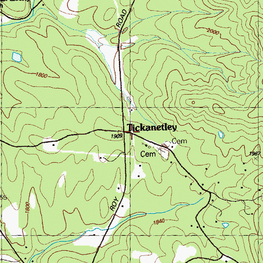 Topographic Map of Tickanetley, GA