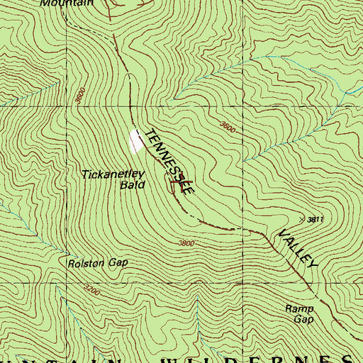 Topographic Map of Tickanetley Bald, GA