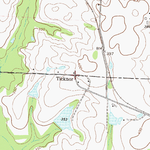 Topographic Map of Ticknor, GA