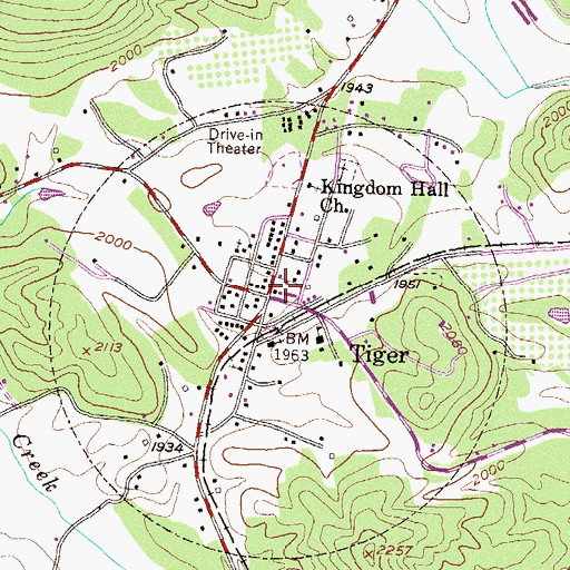 Topographic Map of Tiger, GA