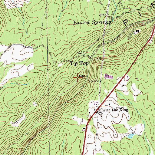 Topographic Map of Tip Top, GA