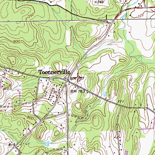 Topographic Map of Toonnerville, GA