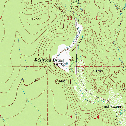 Topographic Map of Railroad Draw Tank, AZ