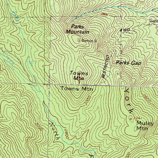 Topographic Map of Towns Mountain, GA