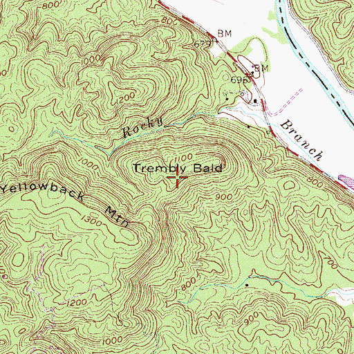 Topographic Map of Trembly Bald, GA