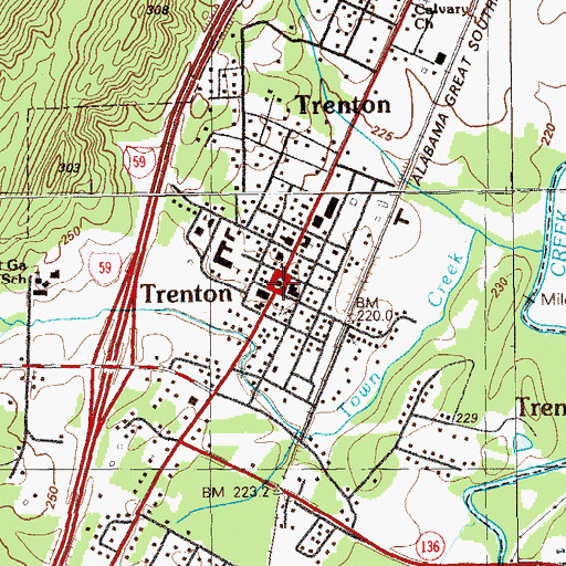 Topographic Map of Trenton, GA