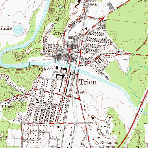 Topographic Map of Trion, GA