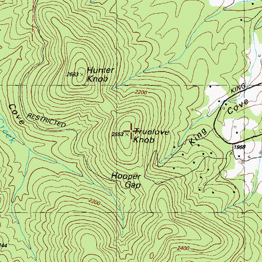 Topographic Map of Truelove Knob, GA
