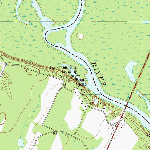 Topographic Map of Tuckasee King Landing, GA