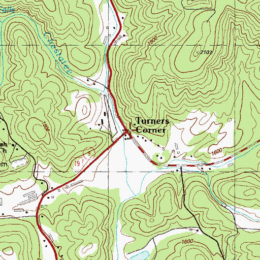 Topographic Map of Turners Corner, GA